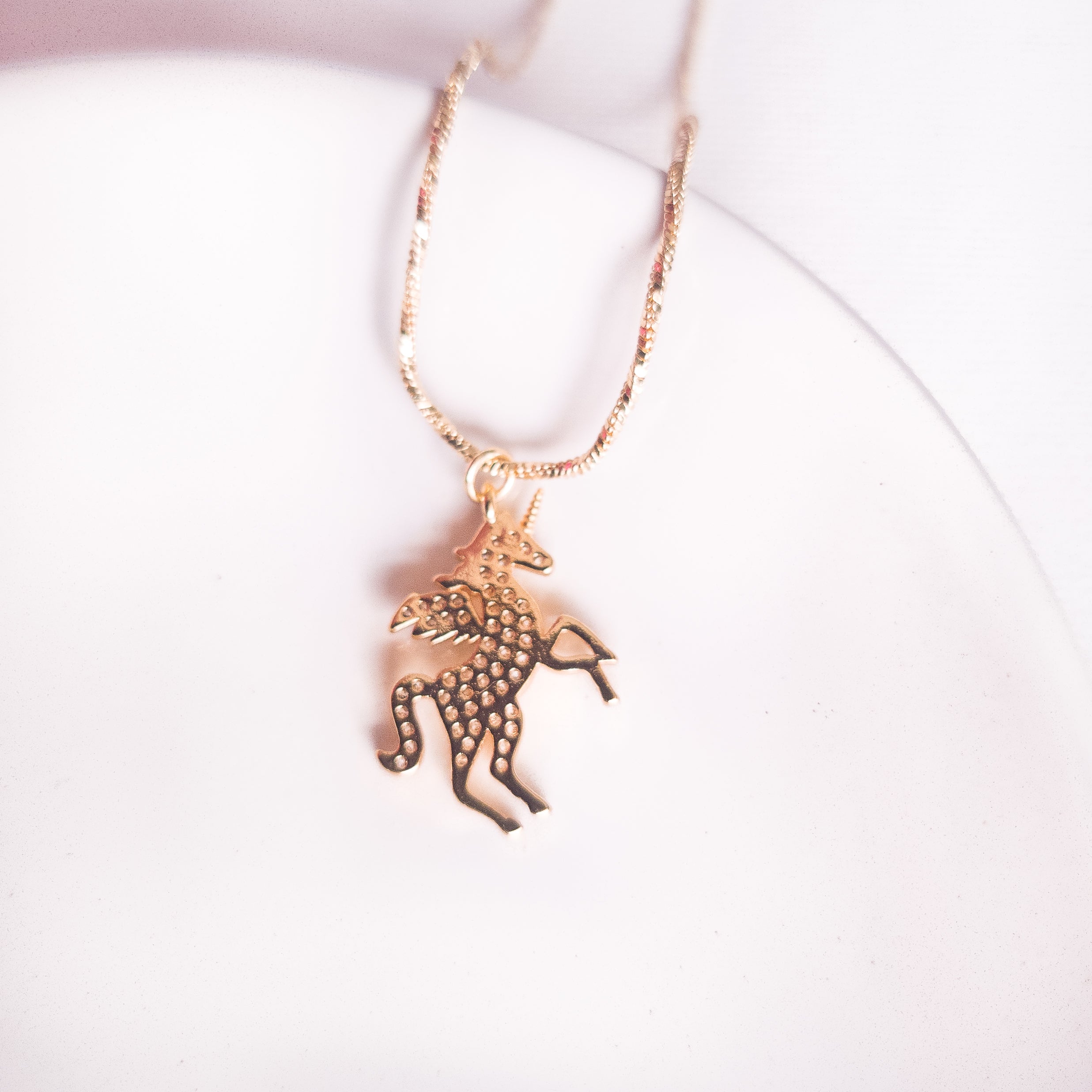 Magic Golden Unicorn and Necklace