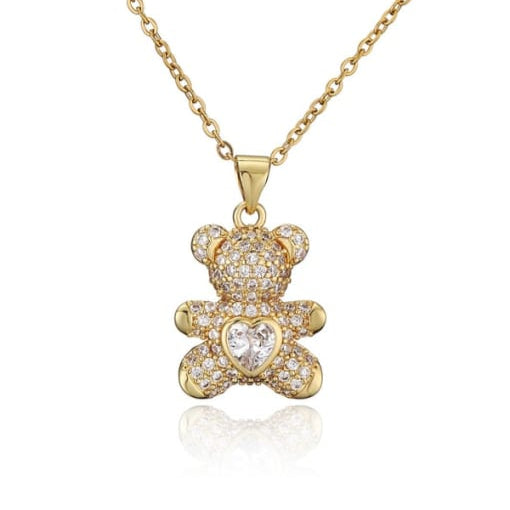 【BLACKPURPLE】happy bear mini ball necklace Happy Bear Mini Ball Necklace-Silver - BLACKPURPLE_USD