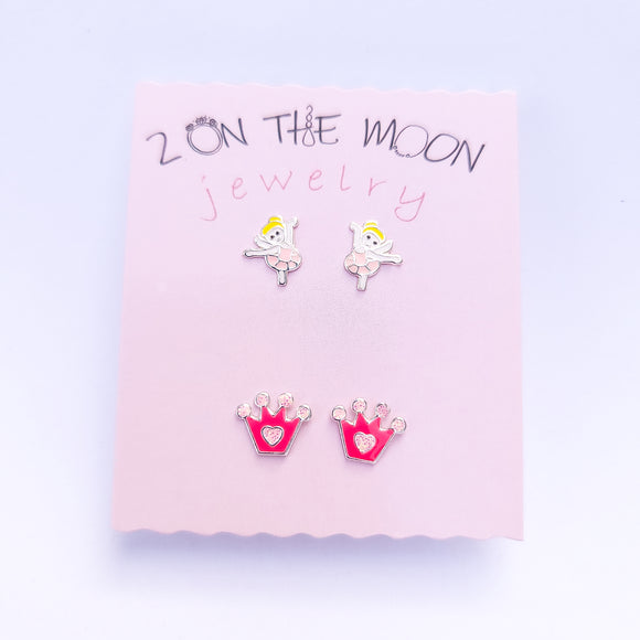 Sterling Silver Fun Earrings Sets for Children - Hypoallergic