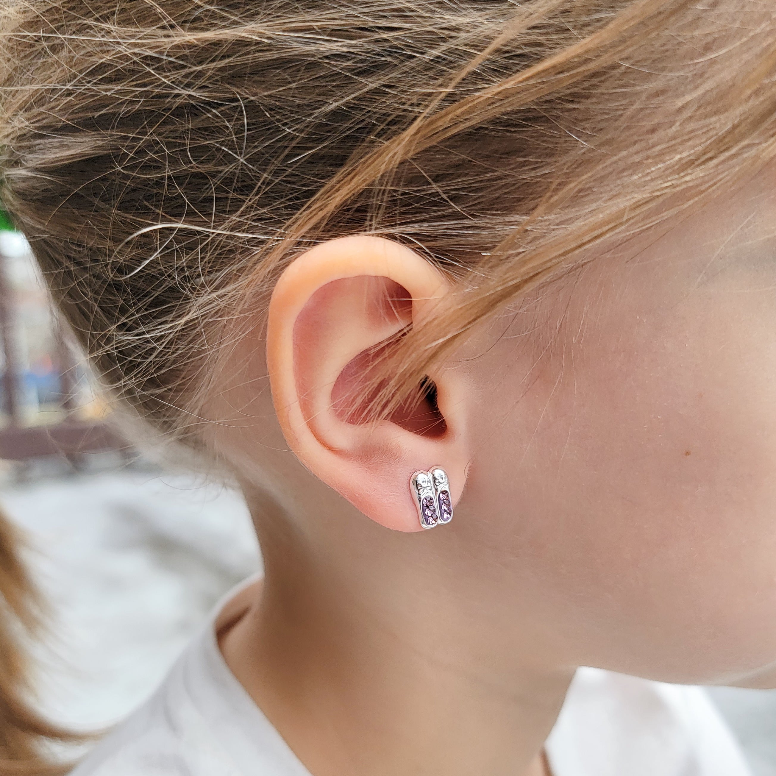 Ballet Shoes Crystal Stud Earrings