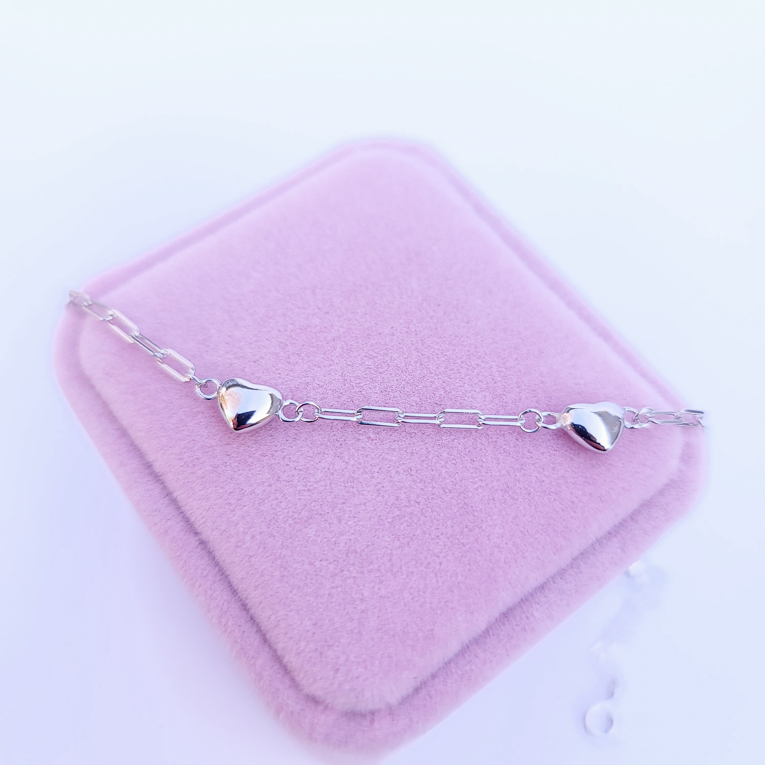 The Elisa Link Bracelet with Hearts