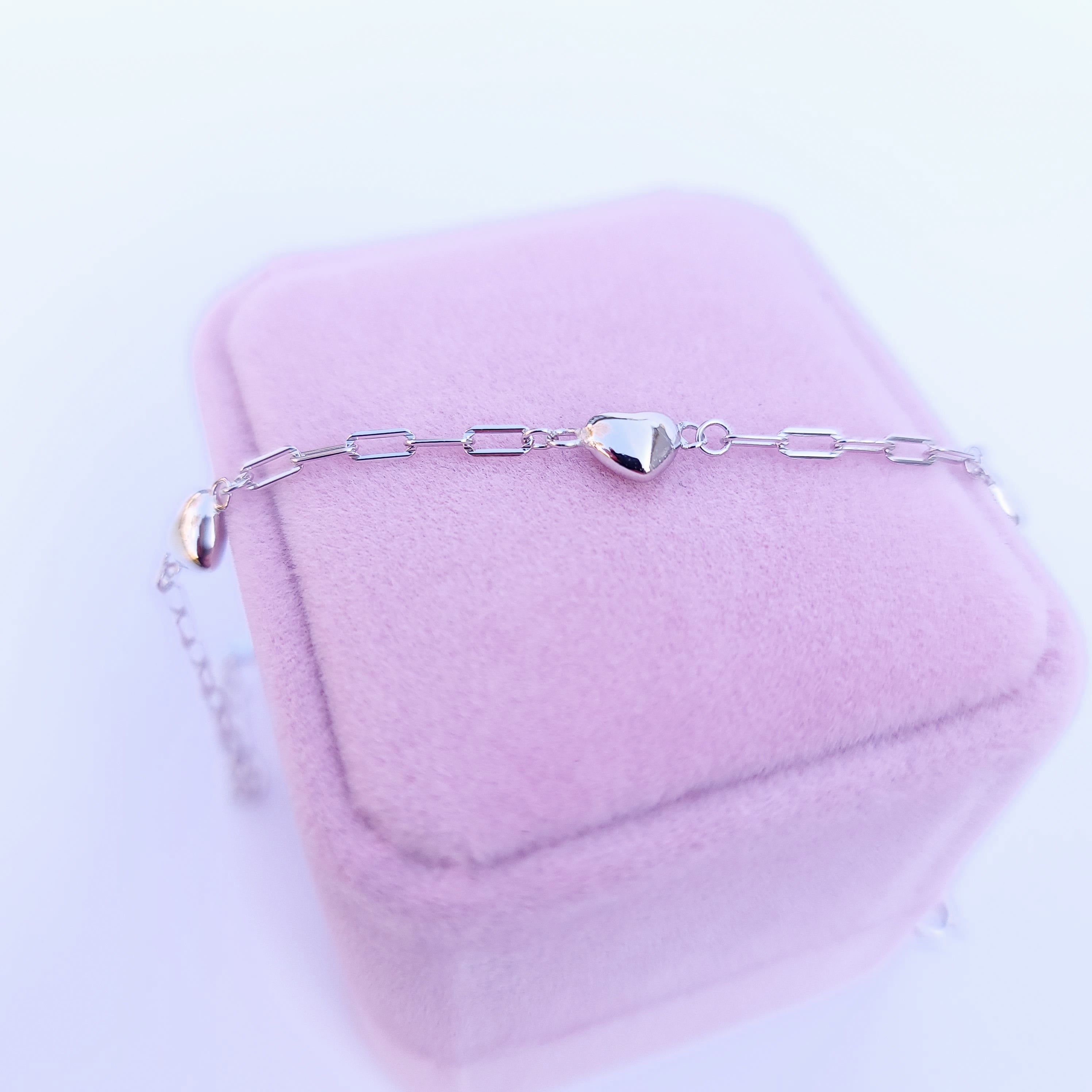 The Elisa Link Bracelet with Hearts