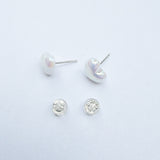 Shell Pearl Heart Stud Earring: mother - daughter