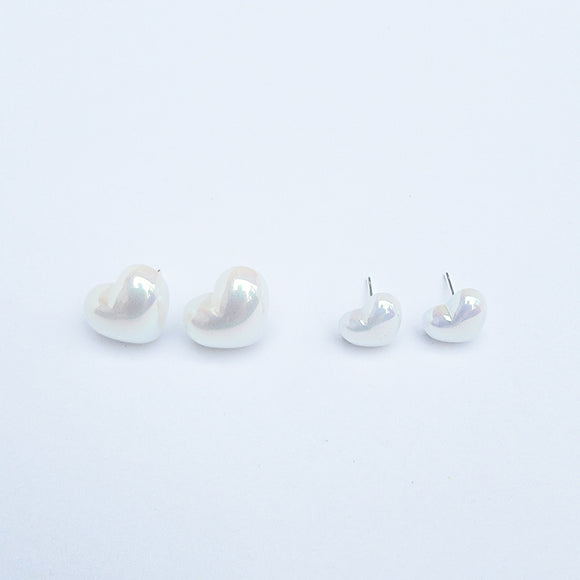Shell Pearl Heart Stud Earring: mother - daughter