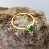 Green Water Drop Ring