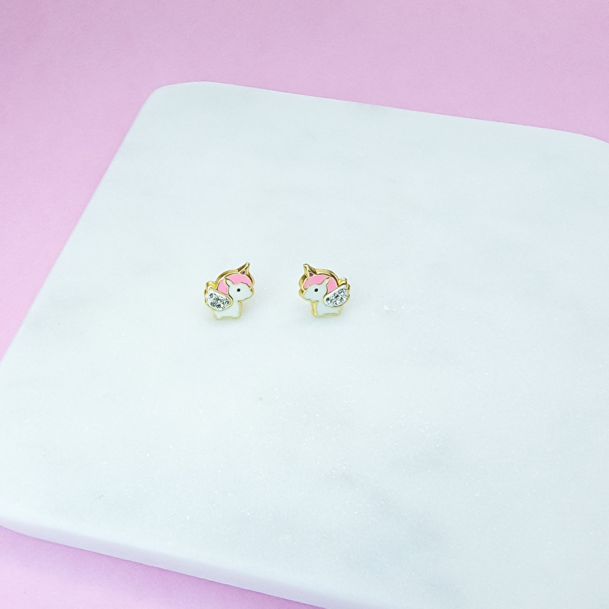 Crystal Wings Unicorn Stud Earrings - Hypoallergenic