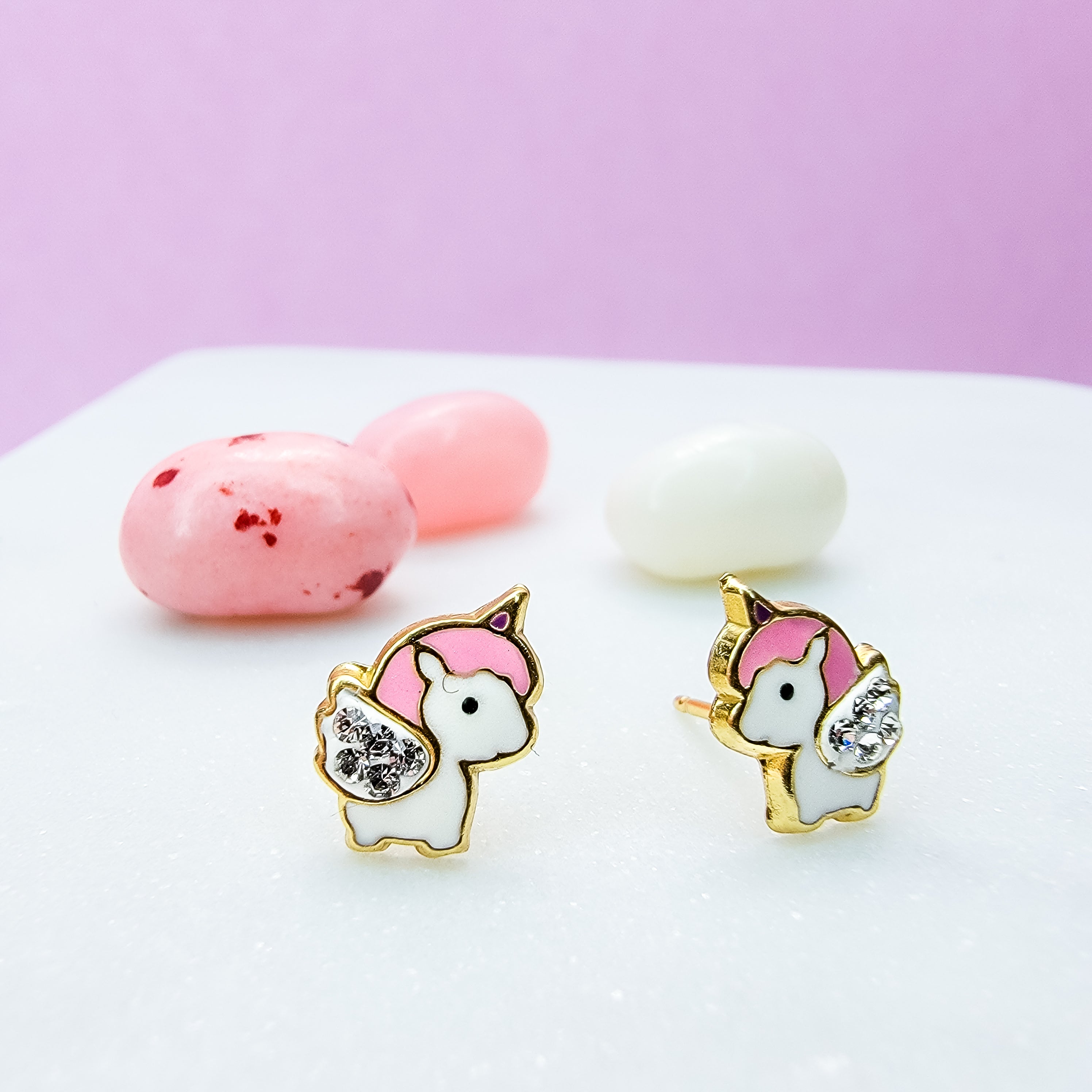 Crystal Wings Unicorn Stud Earrings - Hypoallergenic