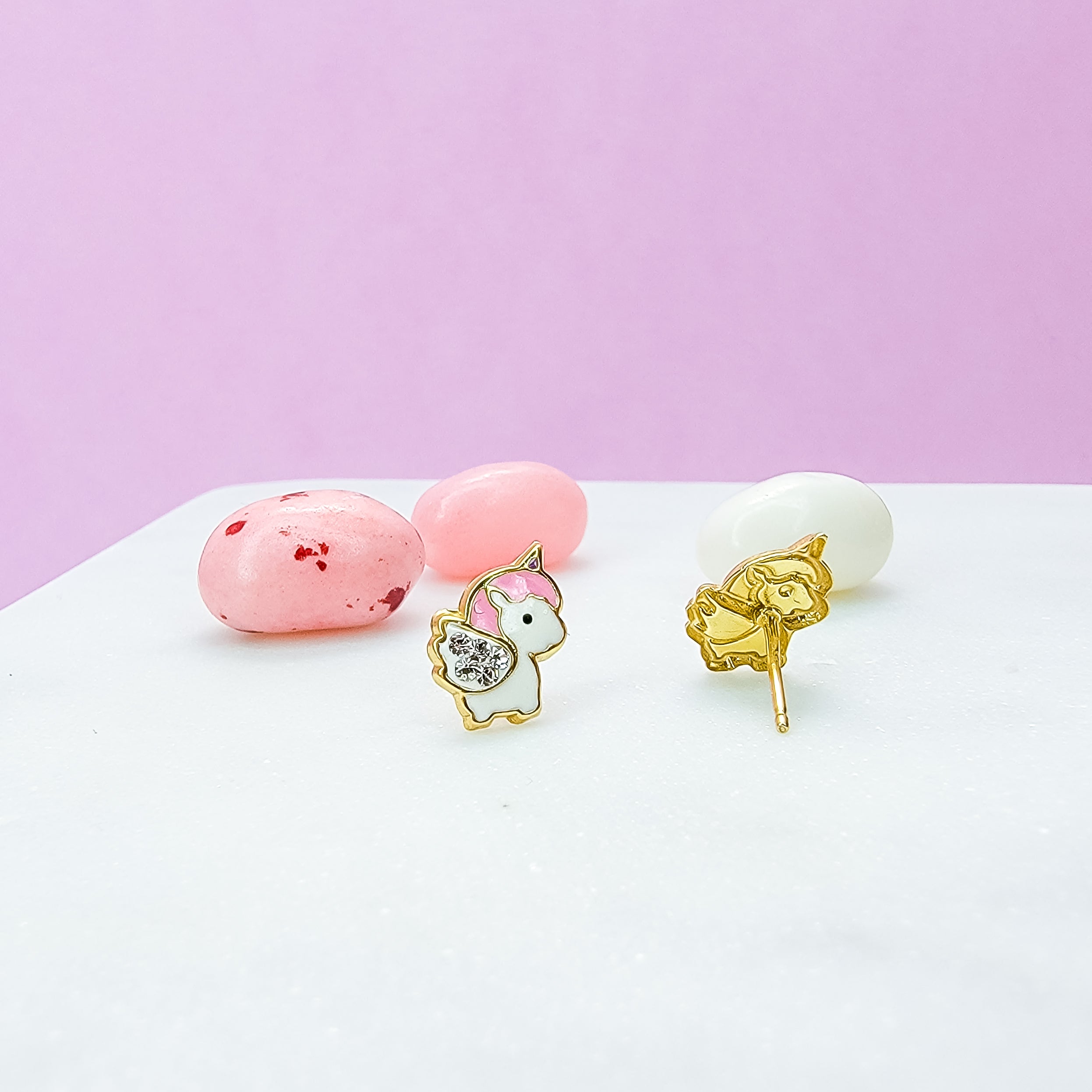 Crystal Wings Unicorn Stud Earrings - Hypoallergenic