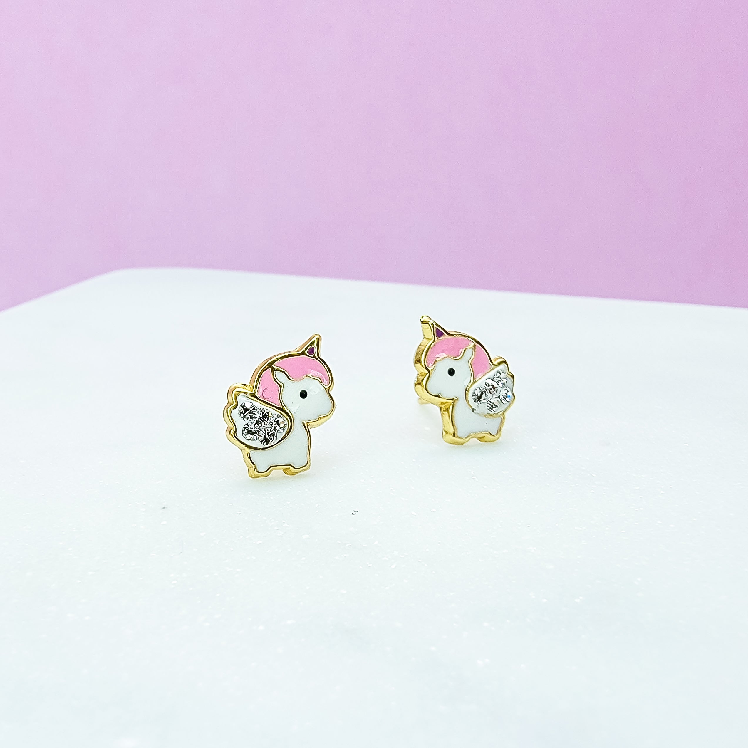 Crystal Wings Unicorn Stud Earrings - Hypoallergenic