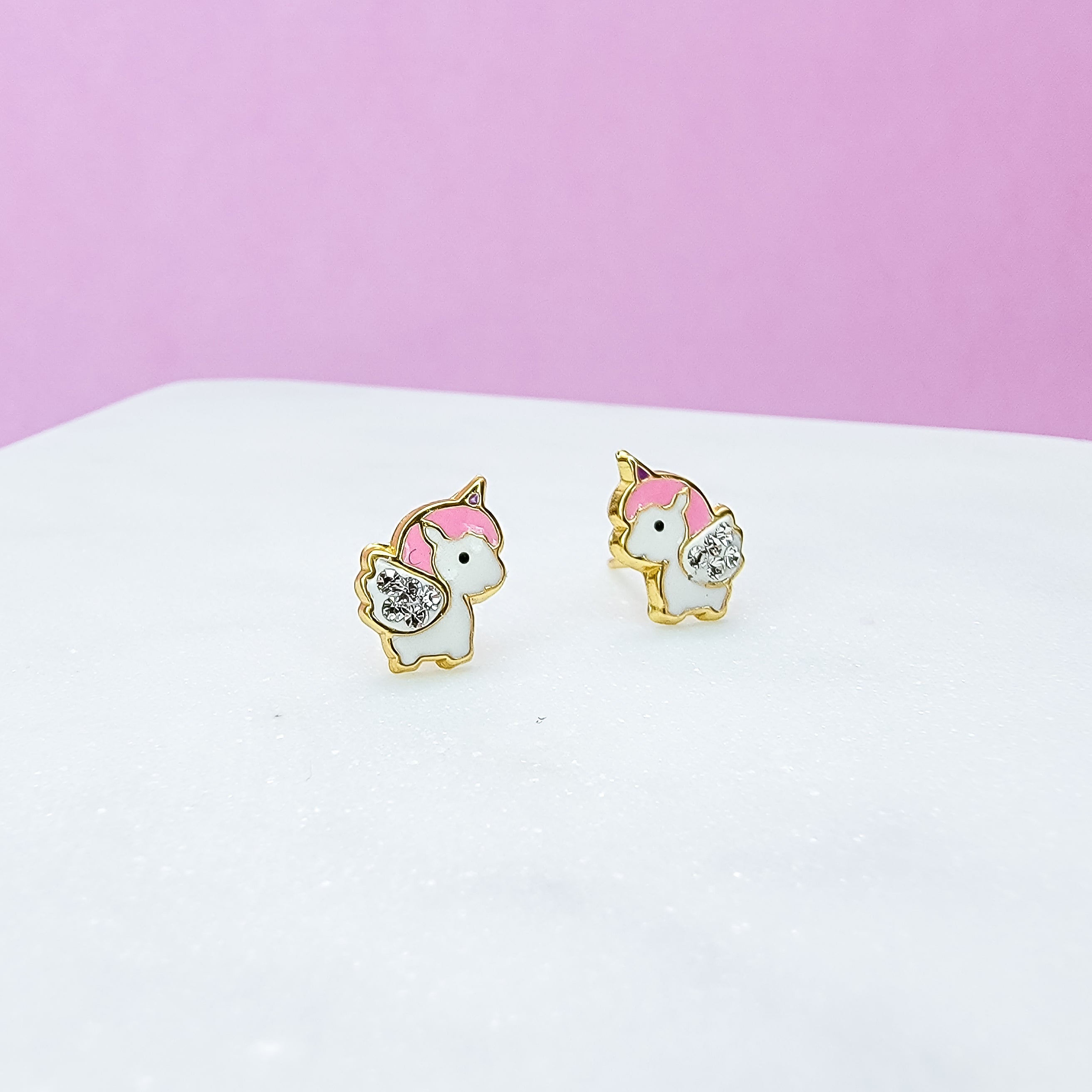Crystal Wings Unicorn Stud Earrings - Hypoallergenic