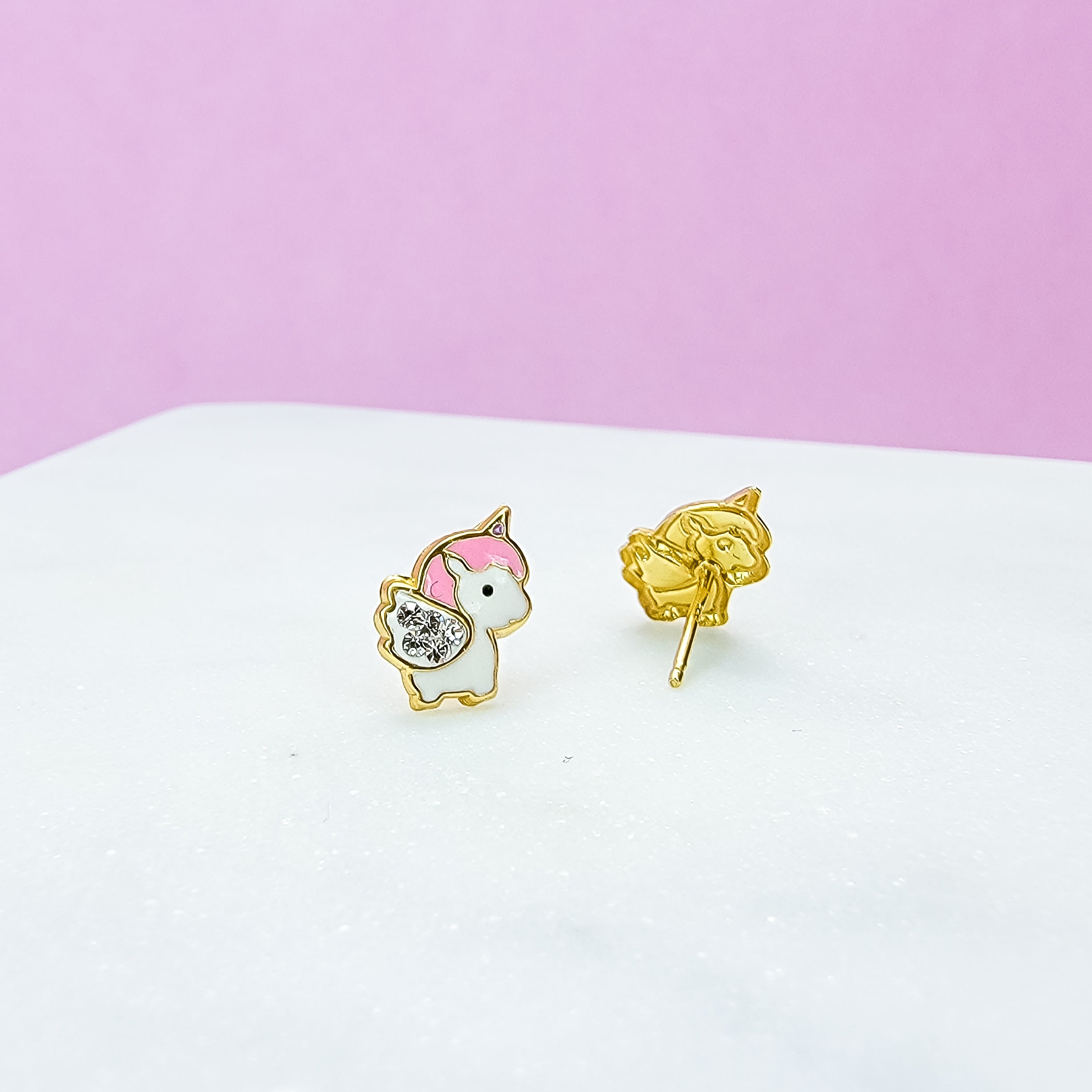 Crystal Wings Unicorn Stud Earrings - Hypoallergenic