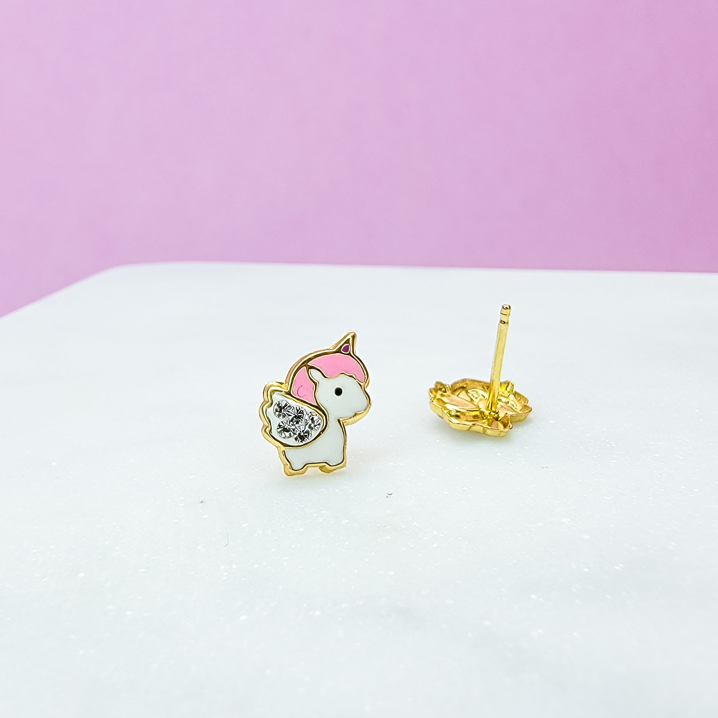 Crystal Wings Unicorn Stud Earrings - Hypoallergenic