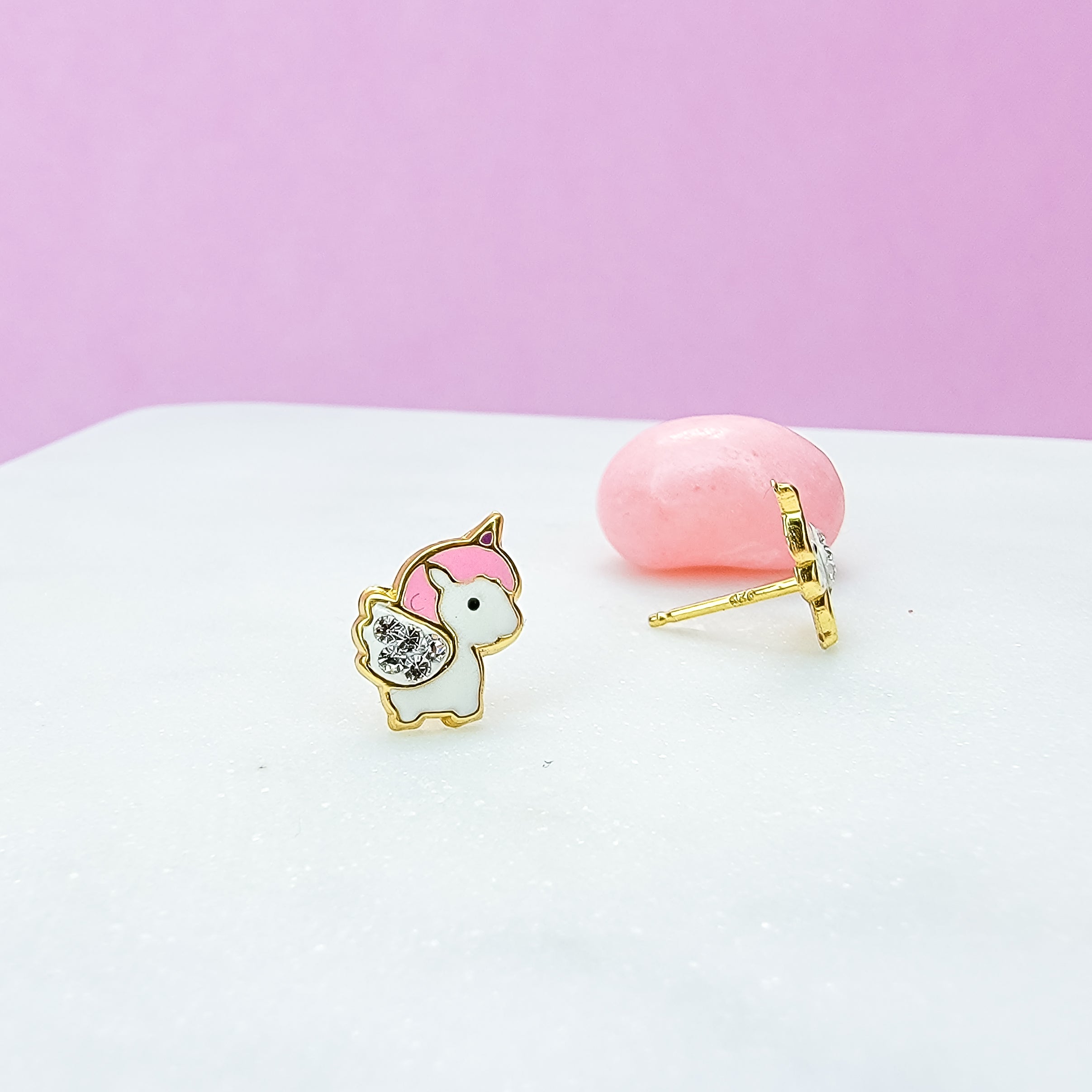 Crystal Wings Unicorn Stud Earrings - Hypoallergenic