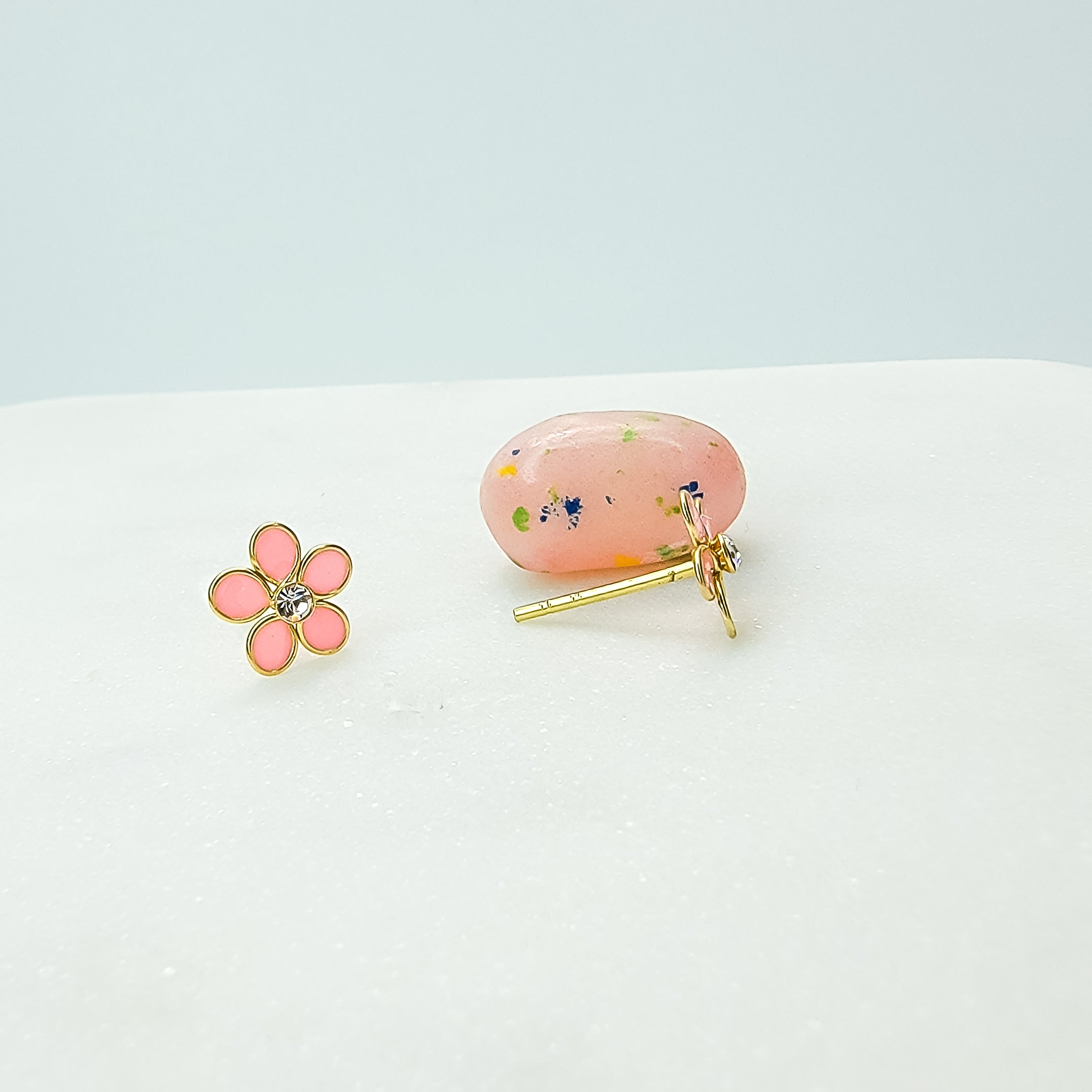 Pink Flower Stud Earrings