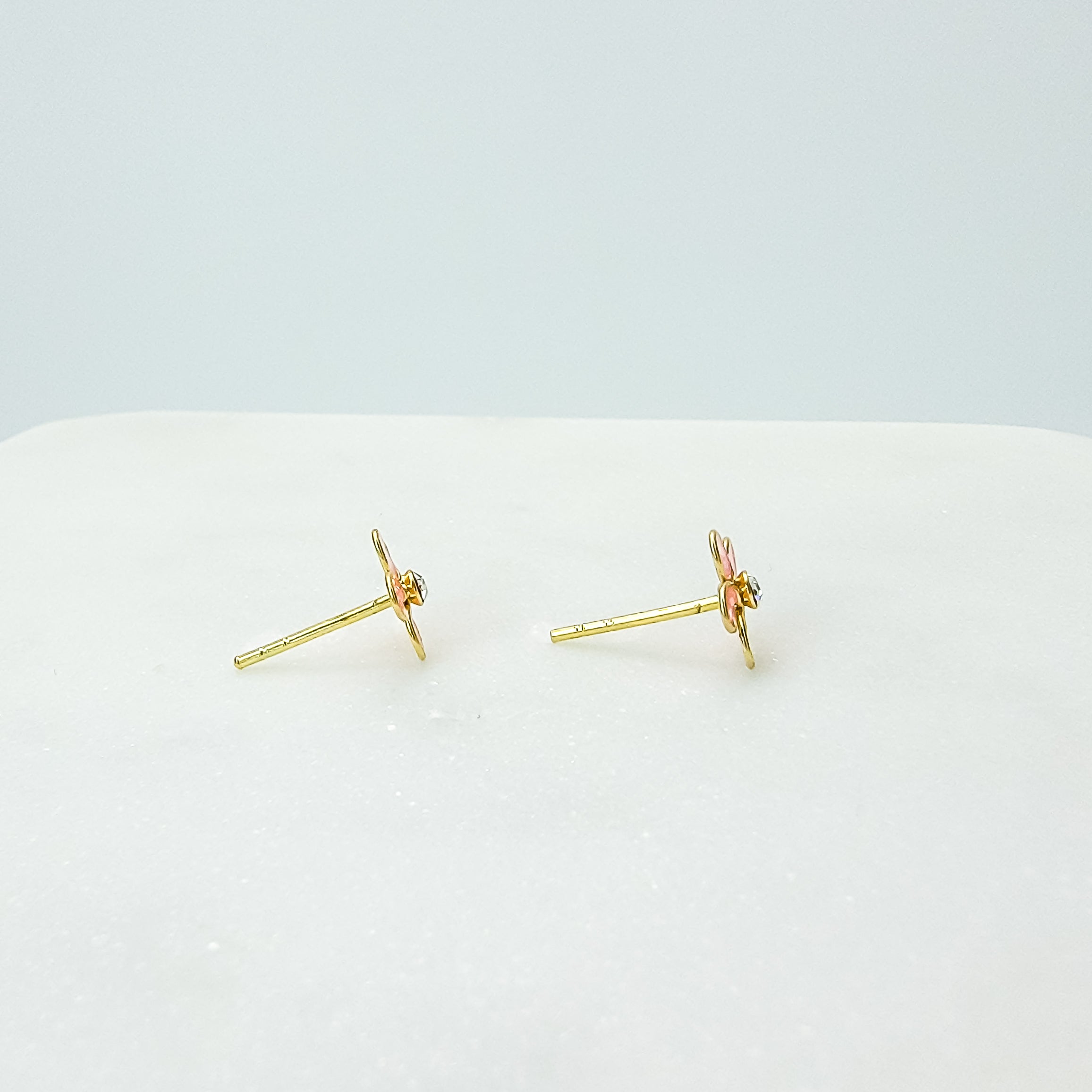 Pink Flower Stud Earrings