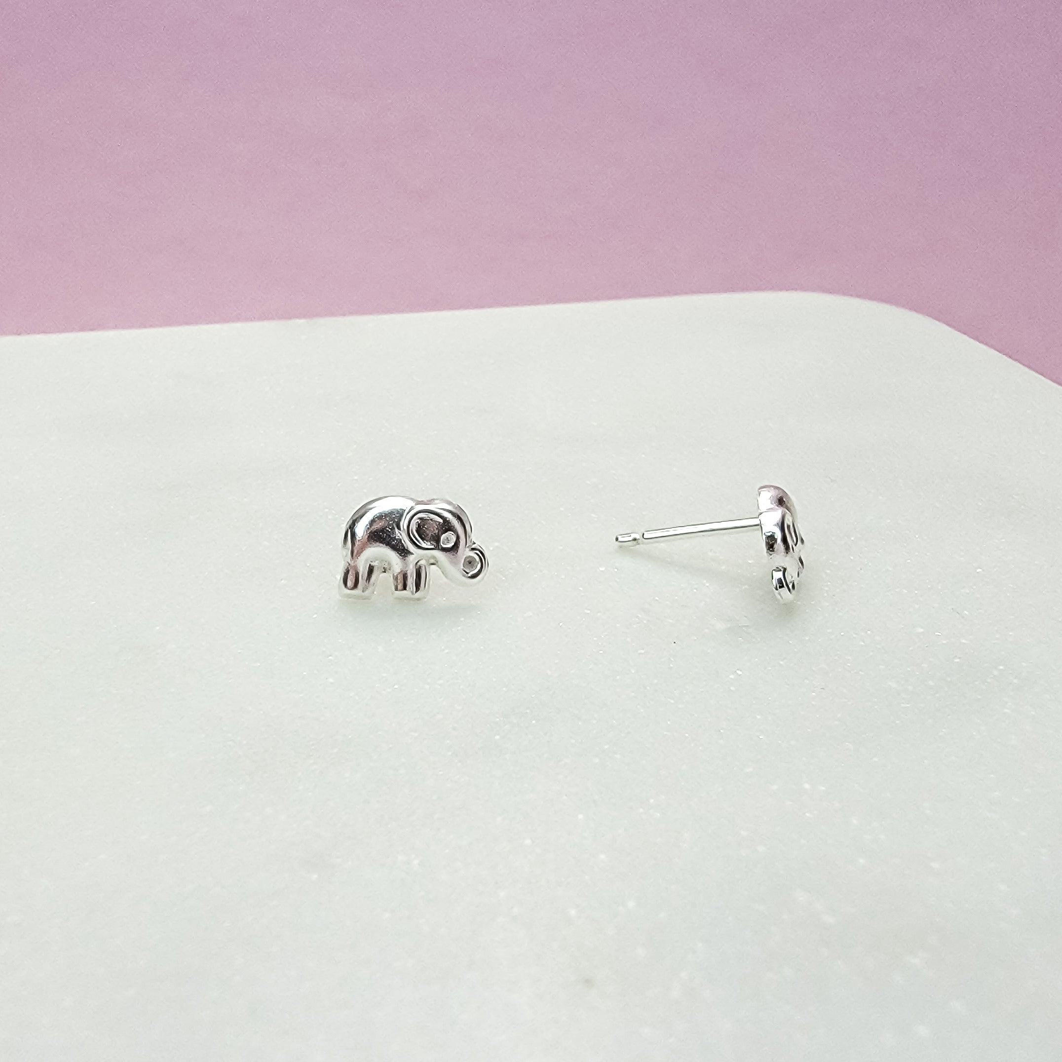 Silver Elephant Stud Earrings