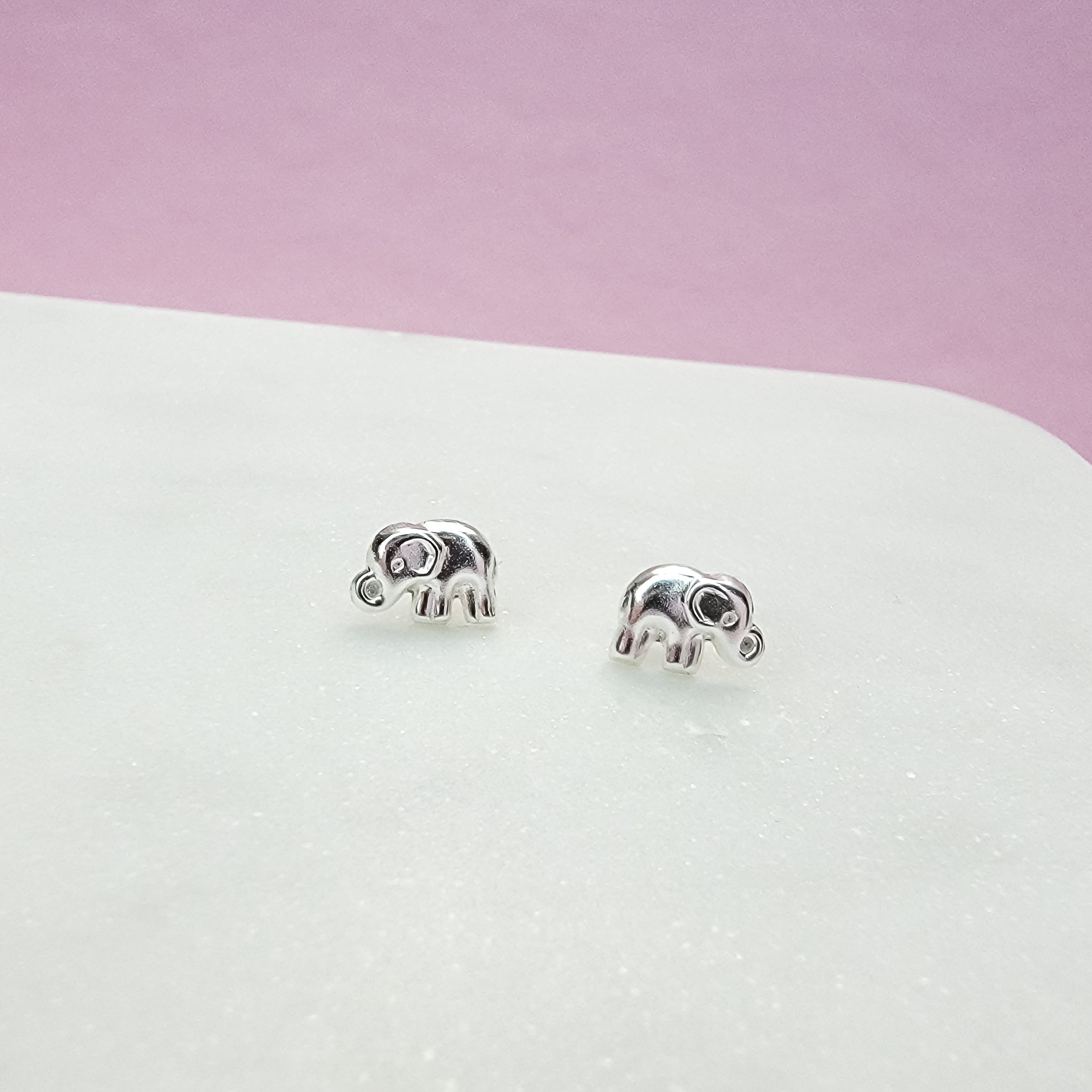 Silver Elephant Stud Earrings