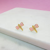 Pink Wings Dragonfly Stud Earrings