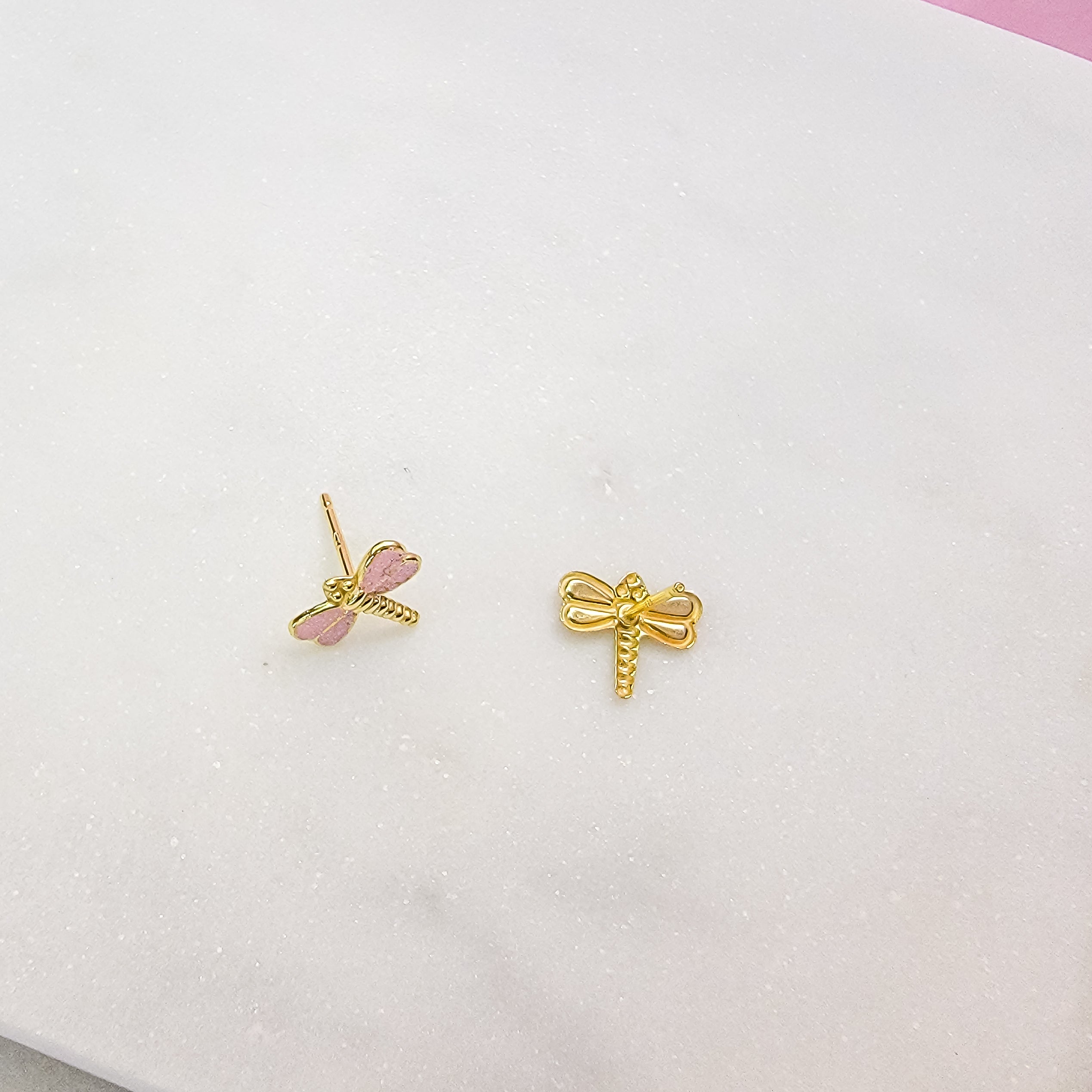 Pink Wings Dragonfly Stud Earrings