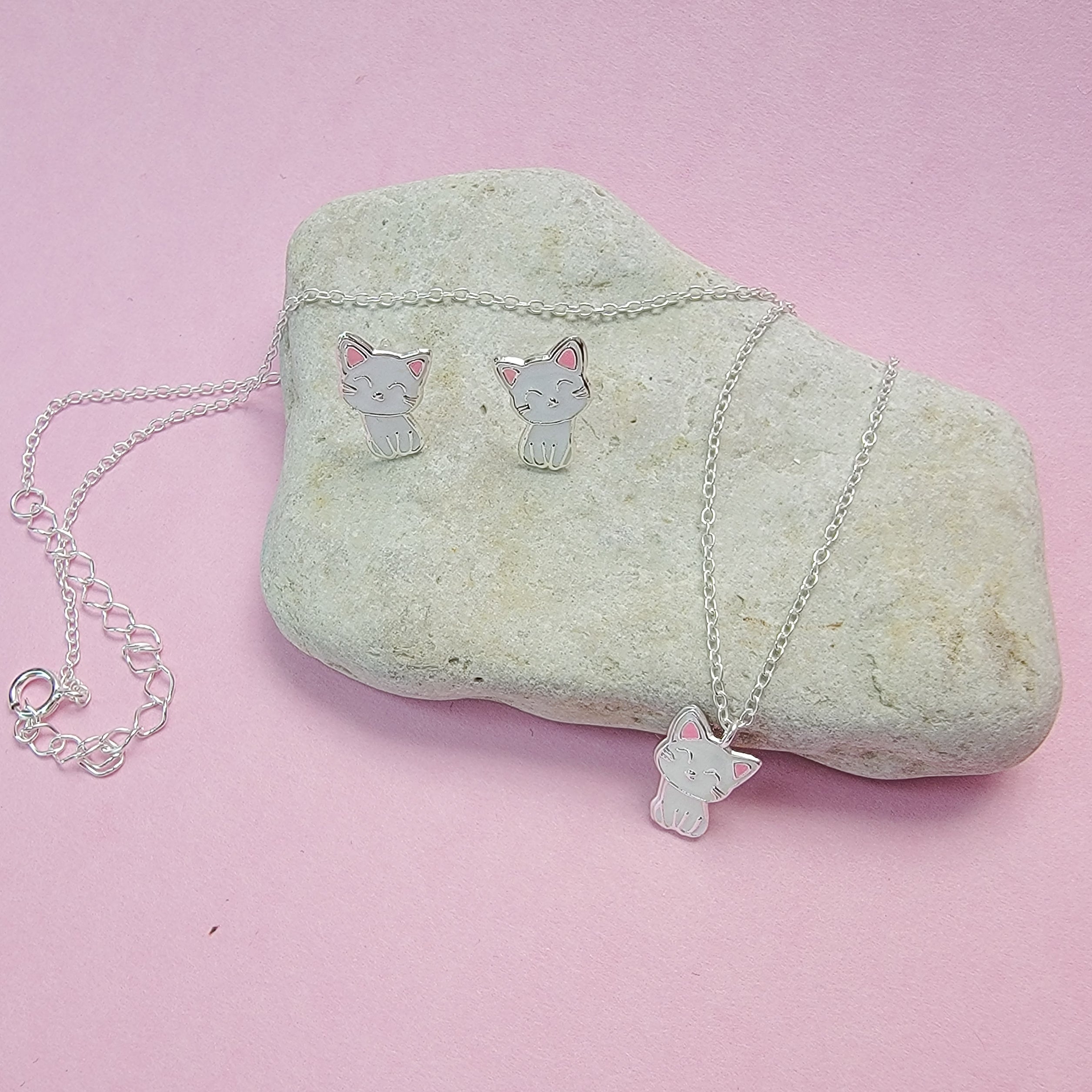 Cat Earrings and Necklace Set
