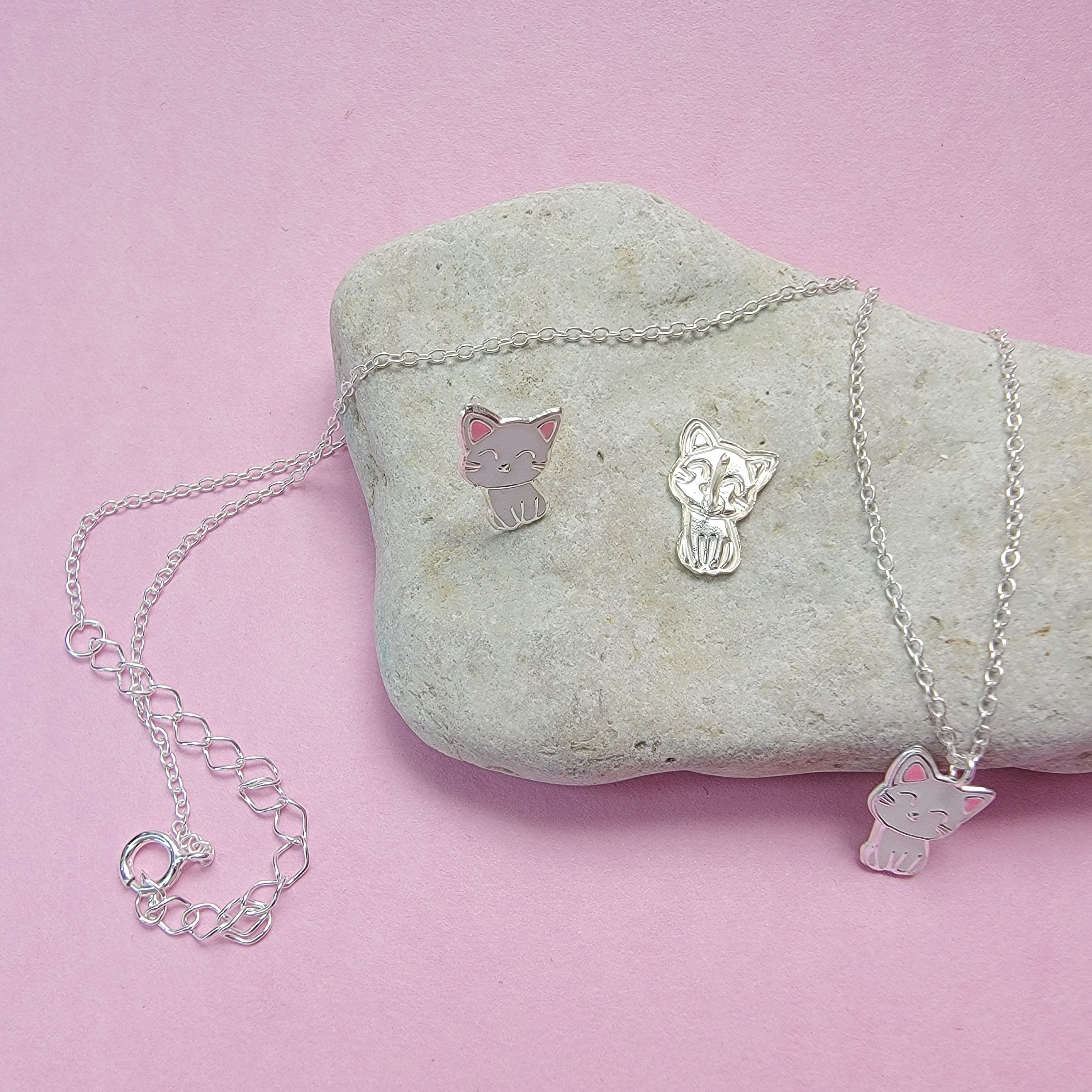 Cat Earrings and Necklace Set