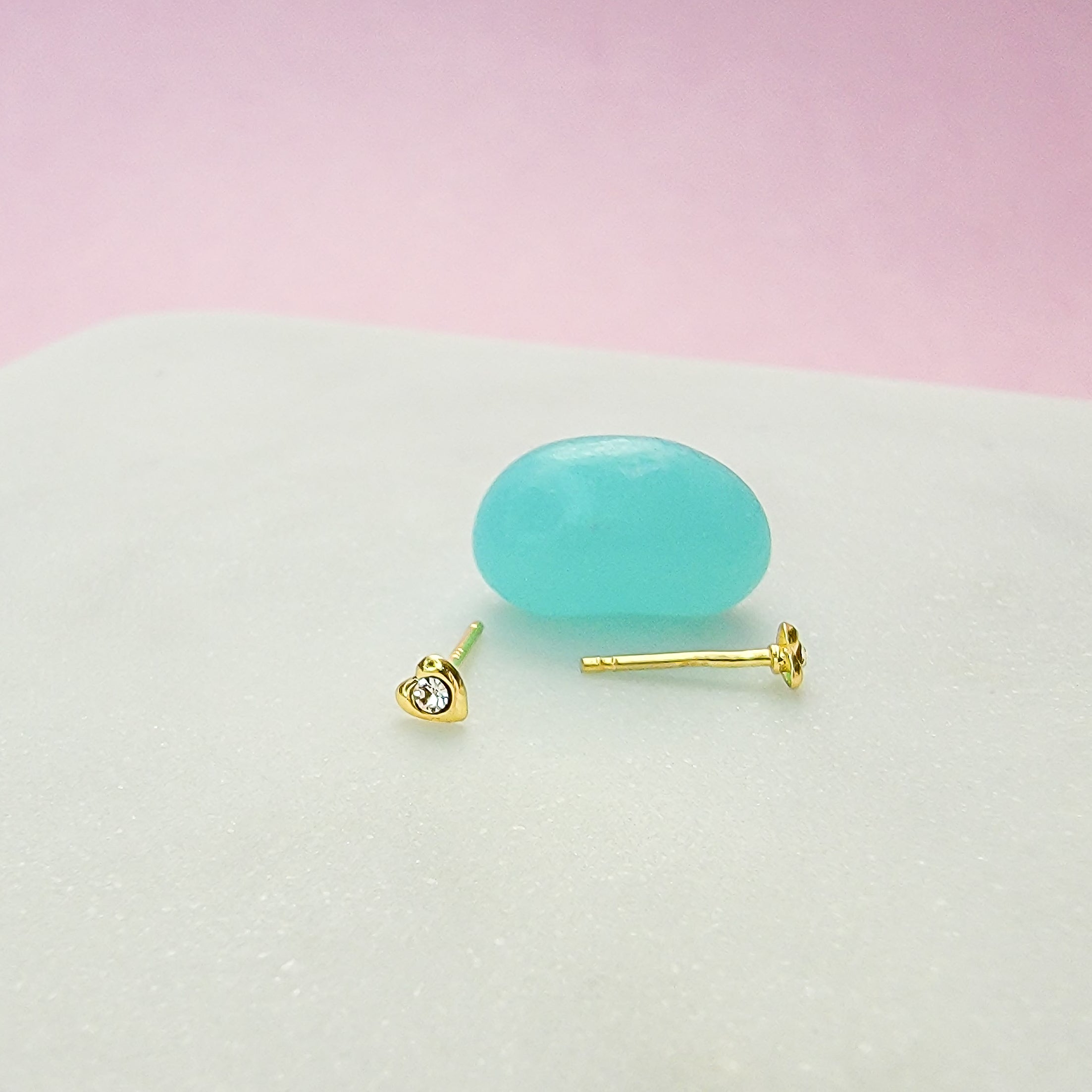 Tiny Stud Heart Earrings White Crystal