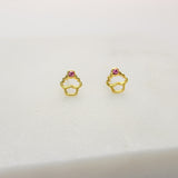 Pink Crystal Cupcake Stud Earrings - Hypoallergenic