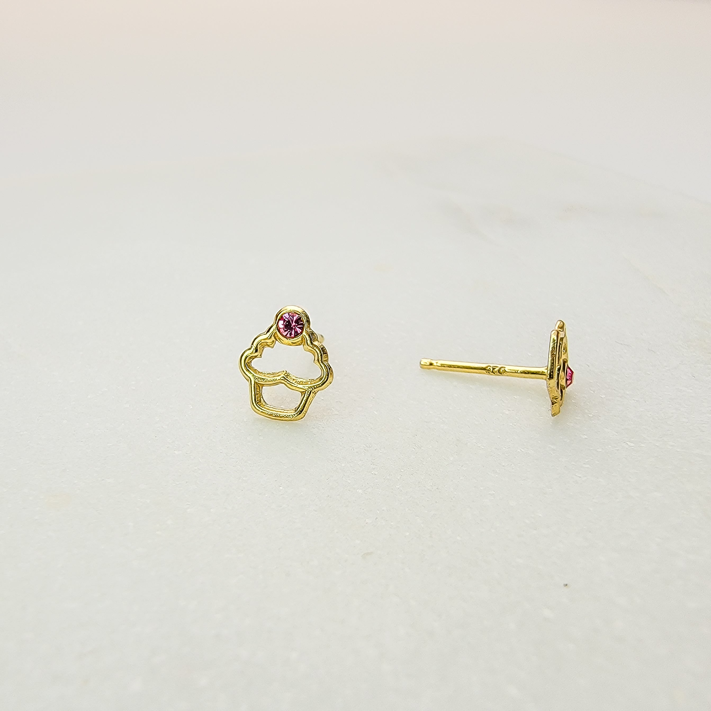 Pink Crystal Cupcake Stud Earrings - Hypoallergenic