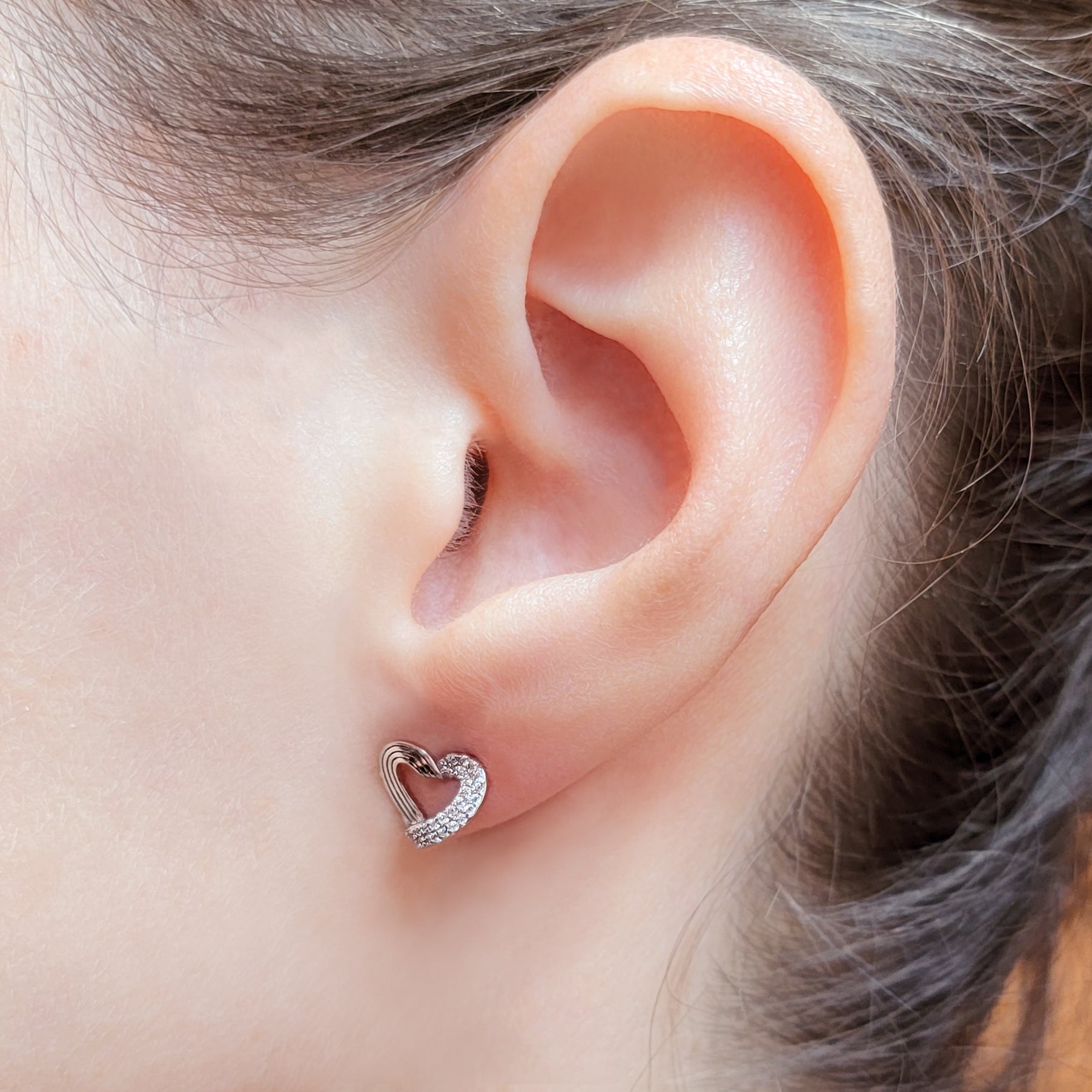 Sparkle My Heart Silver Stud Earrings