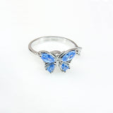 Blue Butterfly Spinning Fidget Ring - Sterling Silver