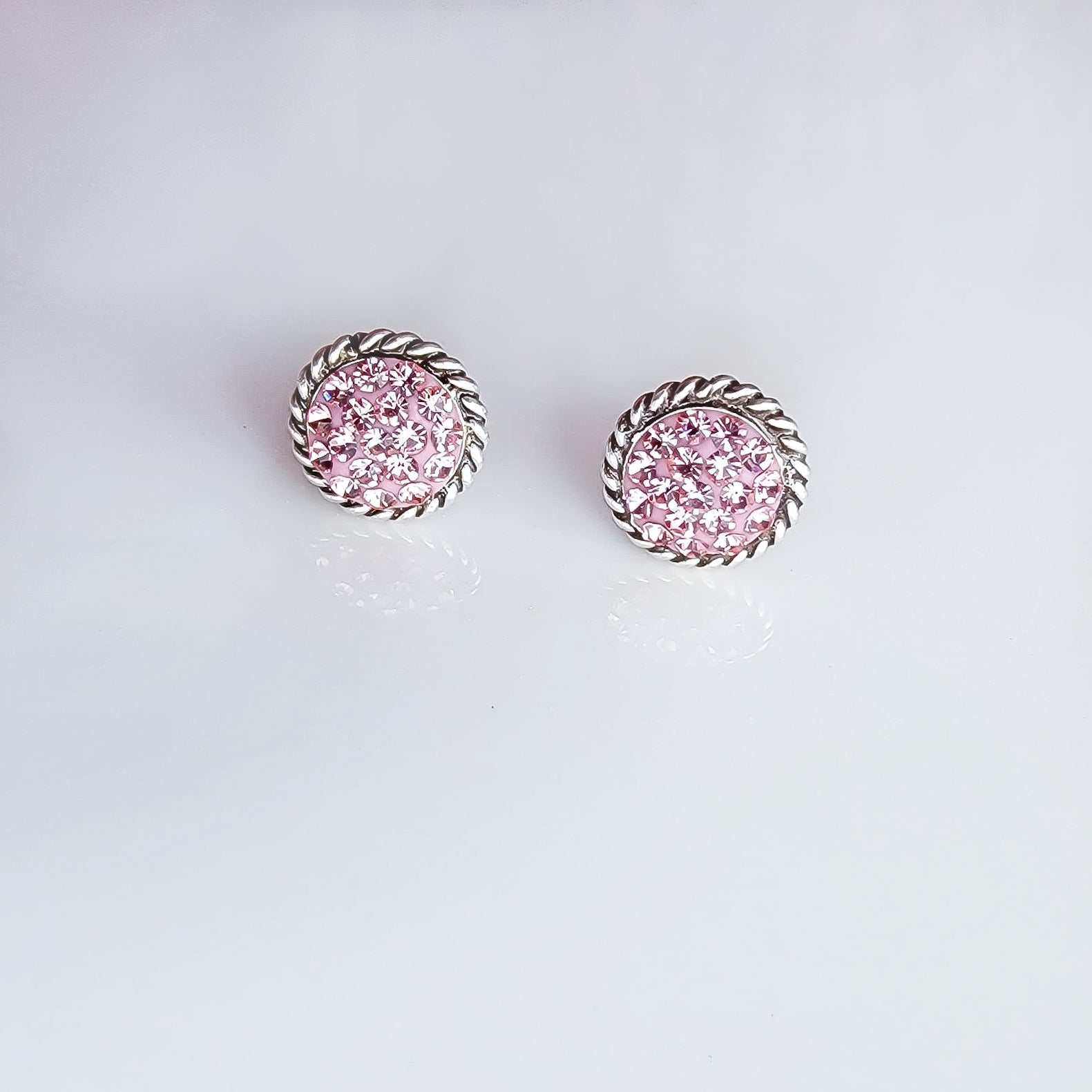 Luxury Pink Crystals Girls Earrings