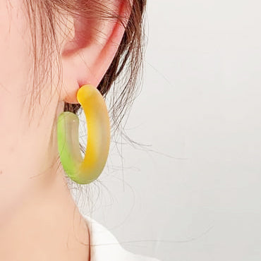 Gradient Frosted Resin Hoop Earrings