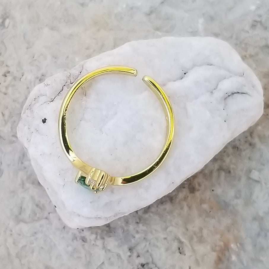 Green Water Drop Ring