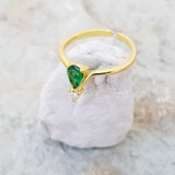 Green Water Drop Ring
