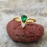 Green Water Drop Ring