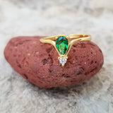 Green Water Drop Ring