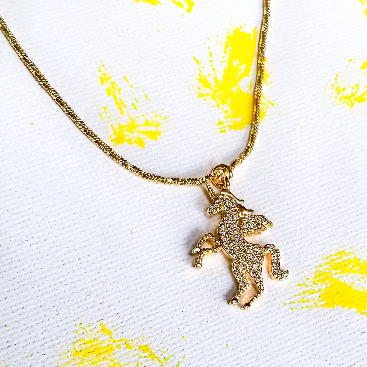 Magic Golden Unicorn and Necklace