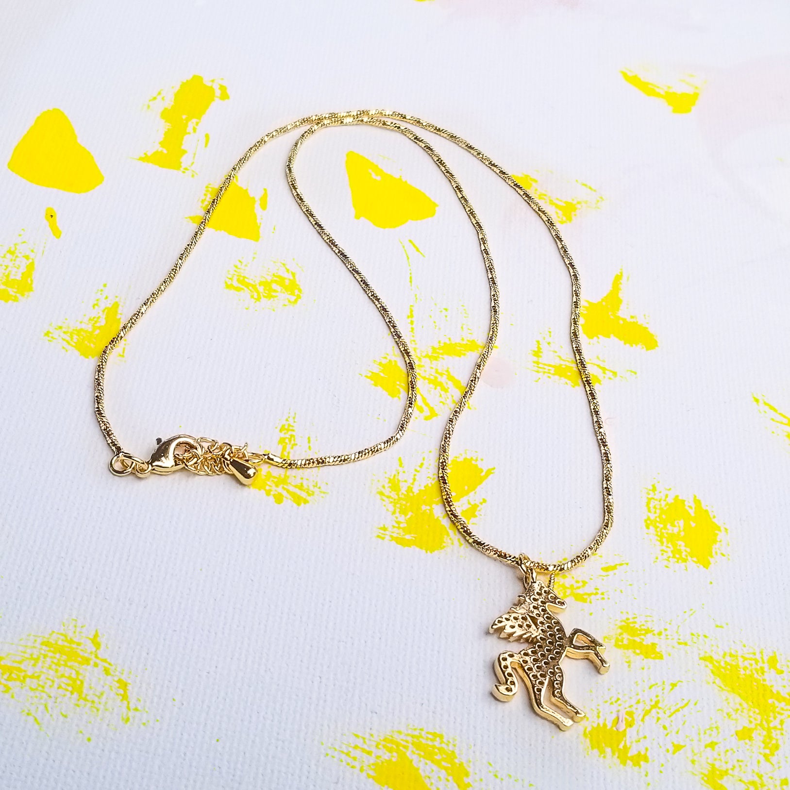 Magic Golden Unicorn and Necklace