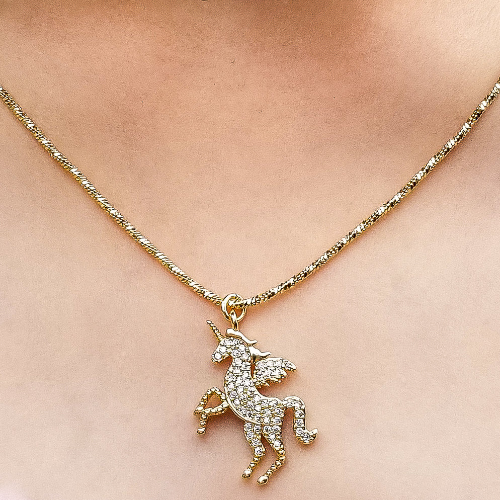 Magic Golden Unicorn and Necklace