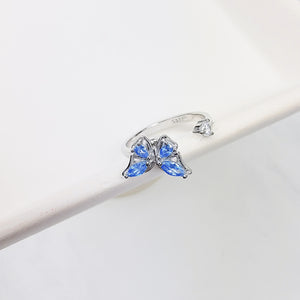 Blue Butterfly Spinning Fidget Ring - Sterling Silver