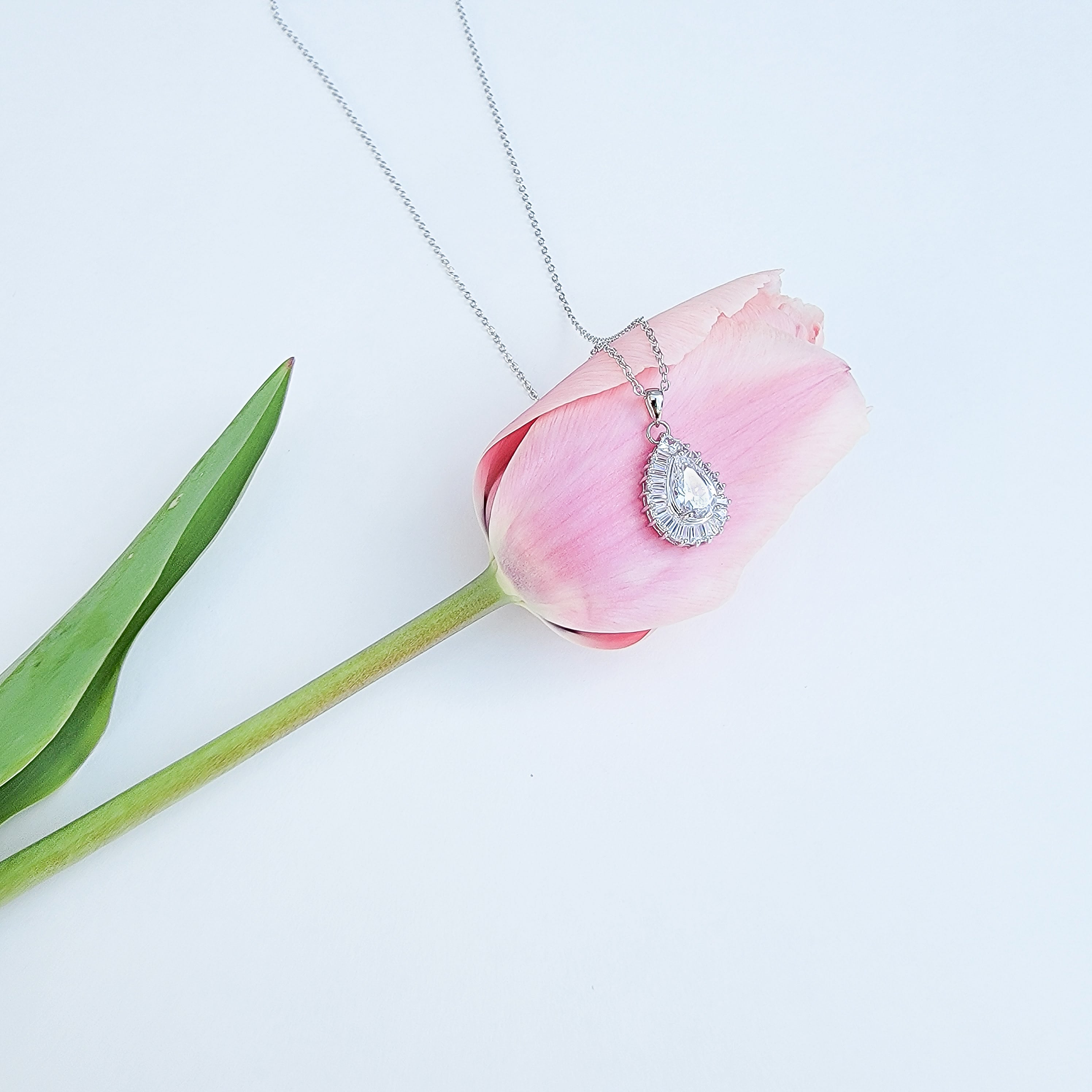 Long Strand Tear Sparkle Necklace