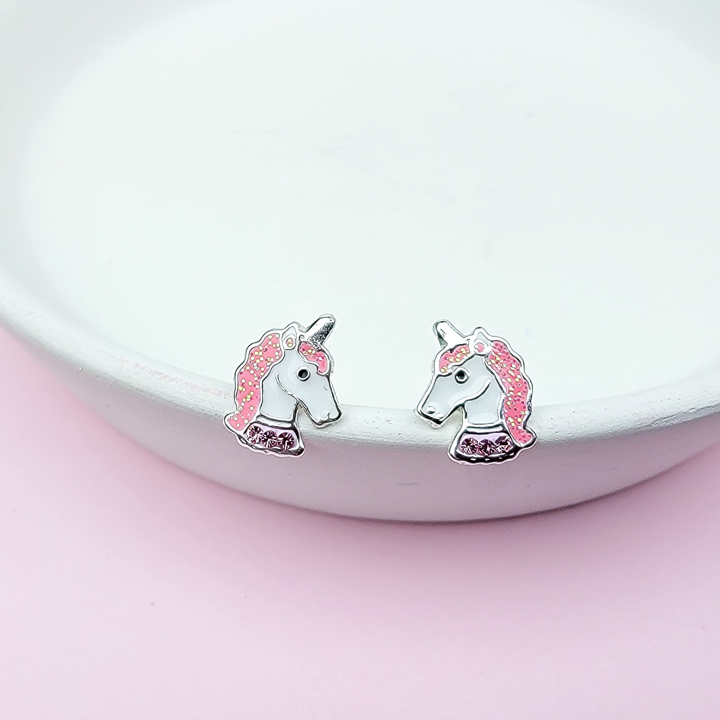 Pink Mane Unicorn Earrings