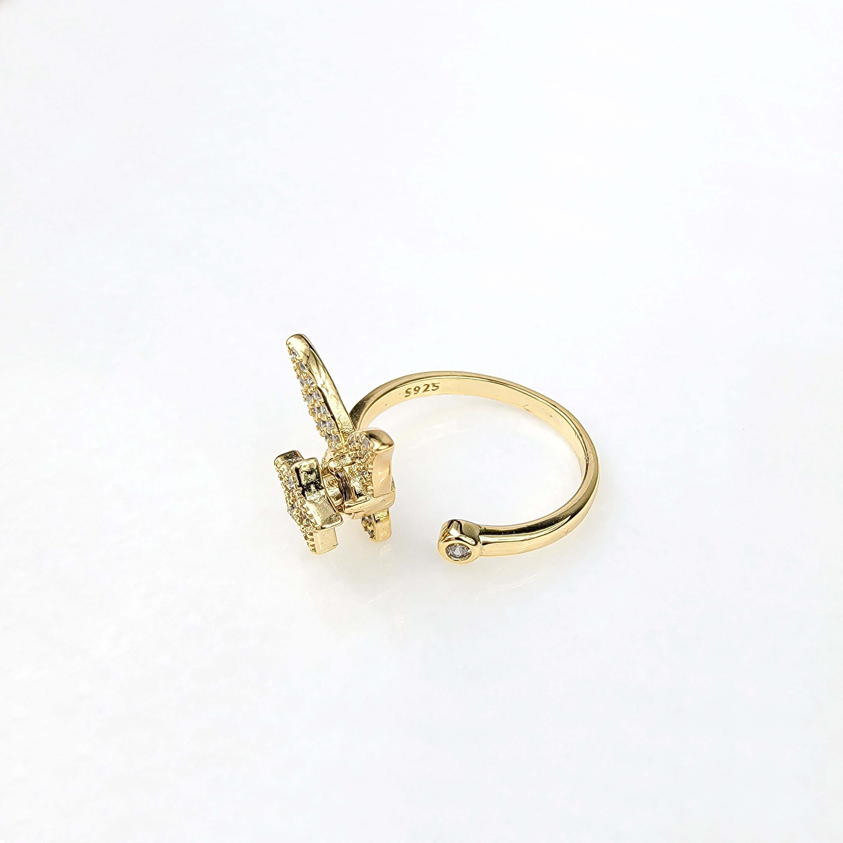 Butterfly Loves Star Spinning Fidget Ring - Sterling Silver