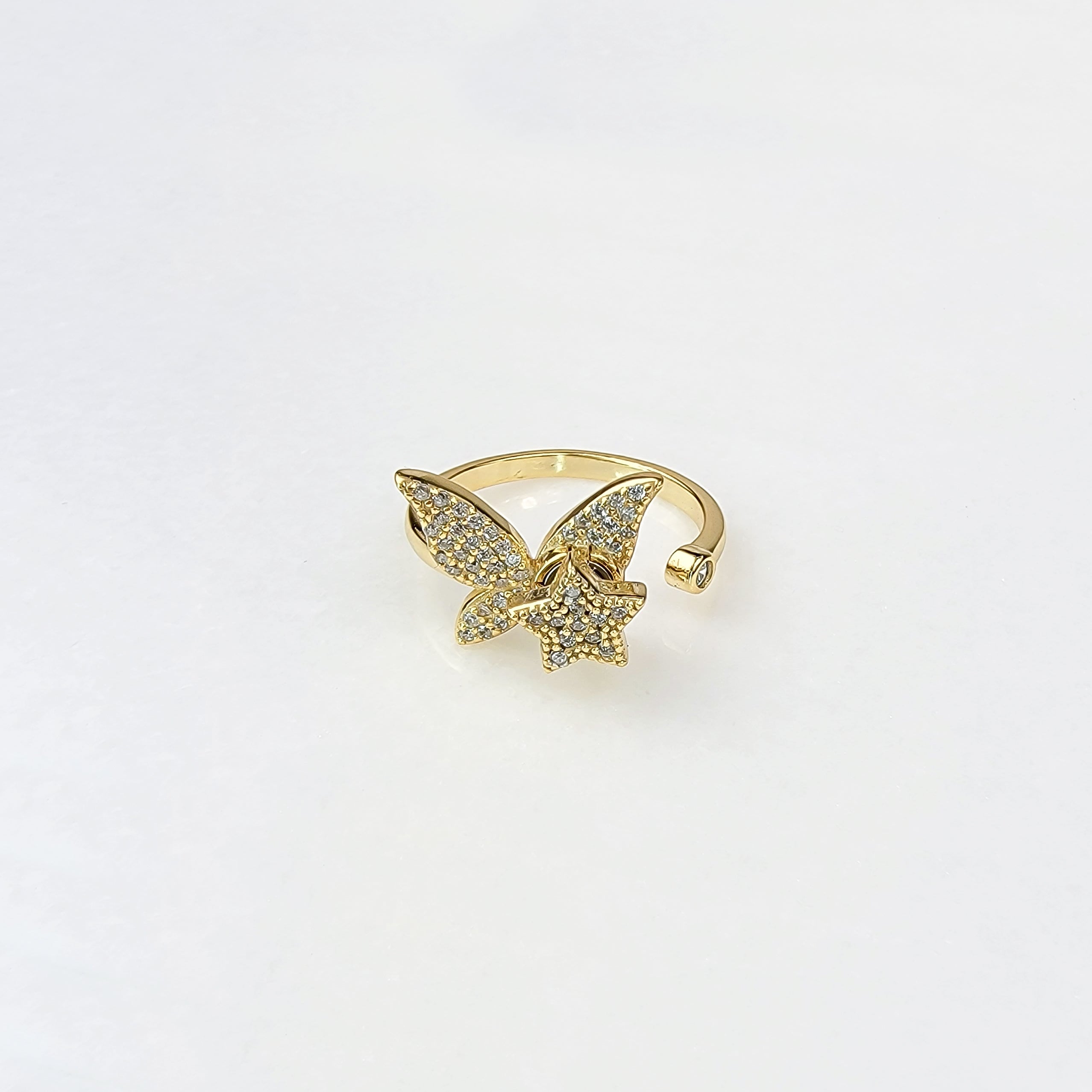 Butterfly Loves Star Spinning Fidget Ring - Sterling Silver