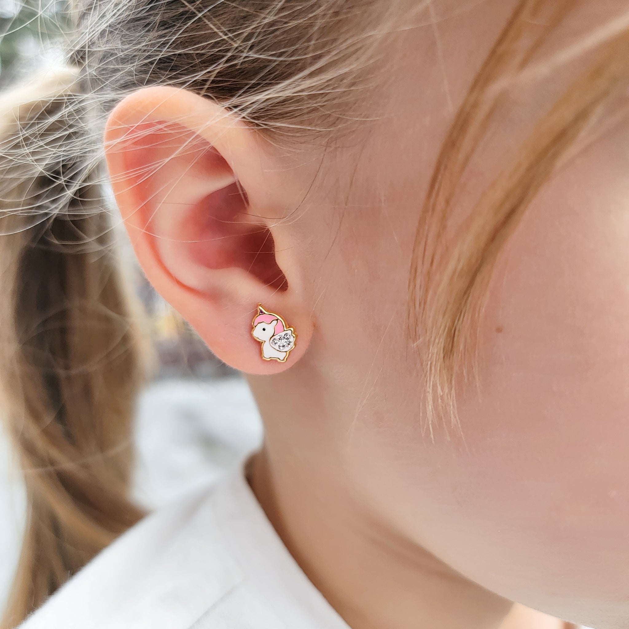 Crystal Wings Unicorn Stud Earrings Hypoallergenic 2 ON THE MOON
