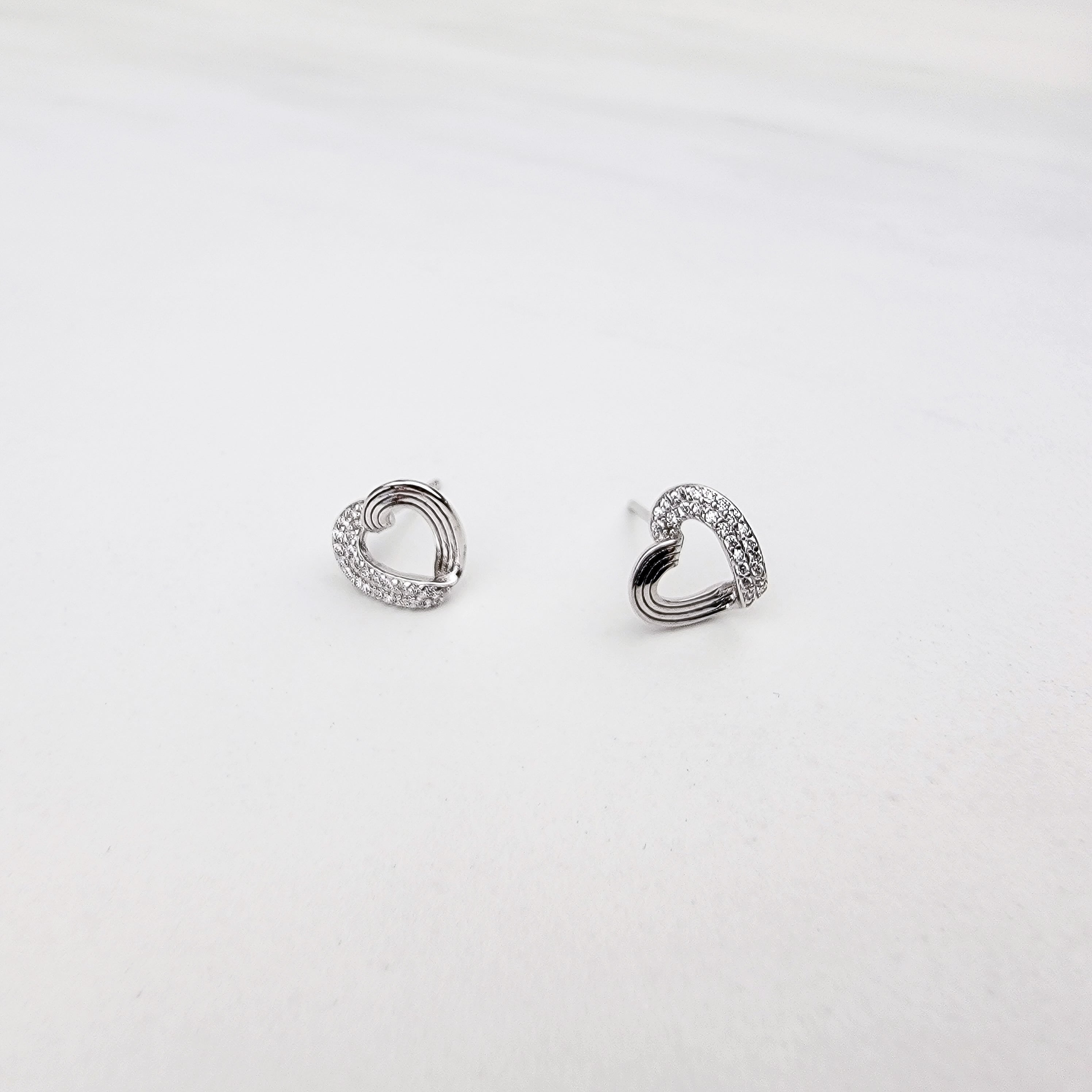 Sparkle My Heart Silver Stud Earrings