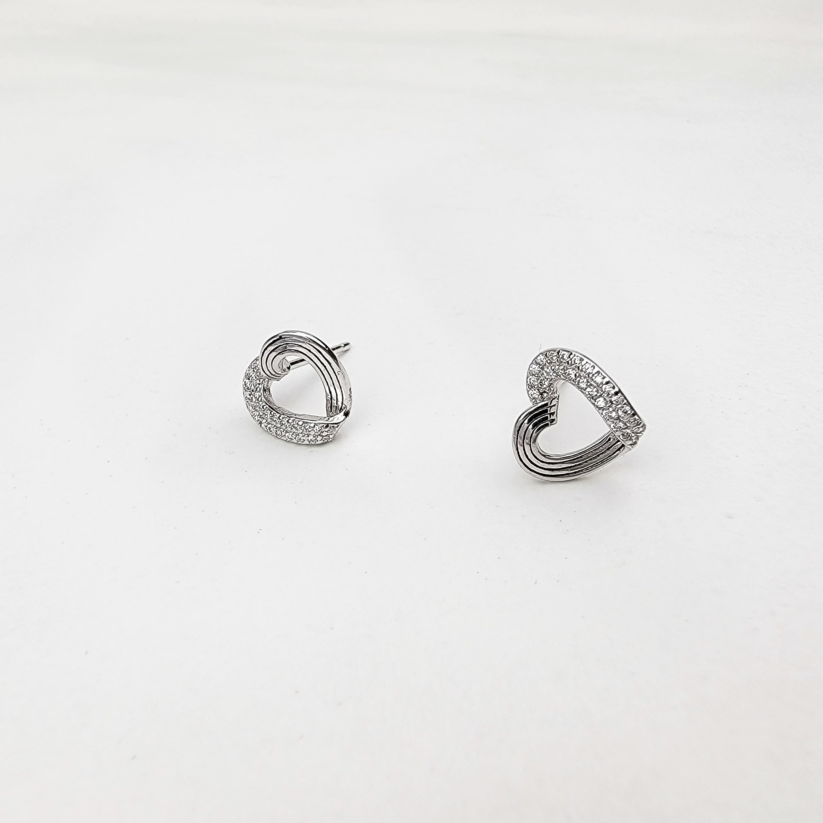 Sparkle My Heart Silver Stud Earrings