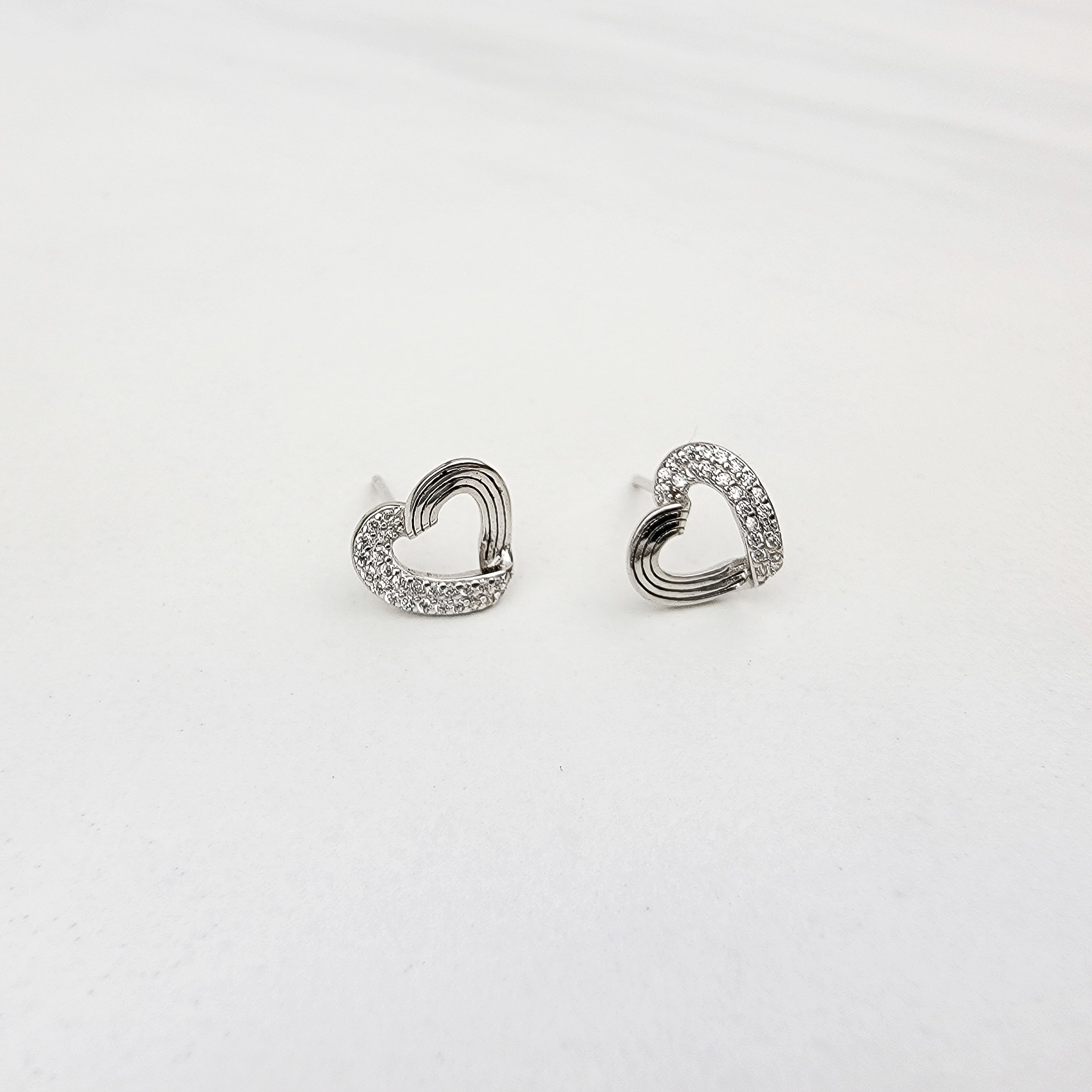 Sparkle My Heart Silver Stud Earrings
