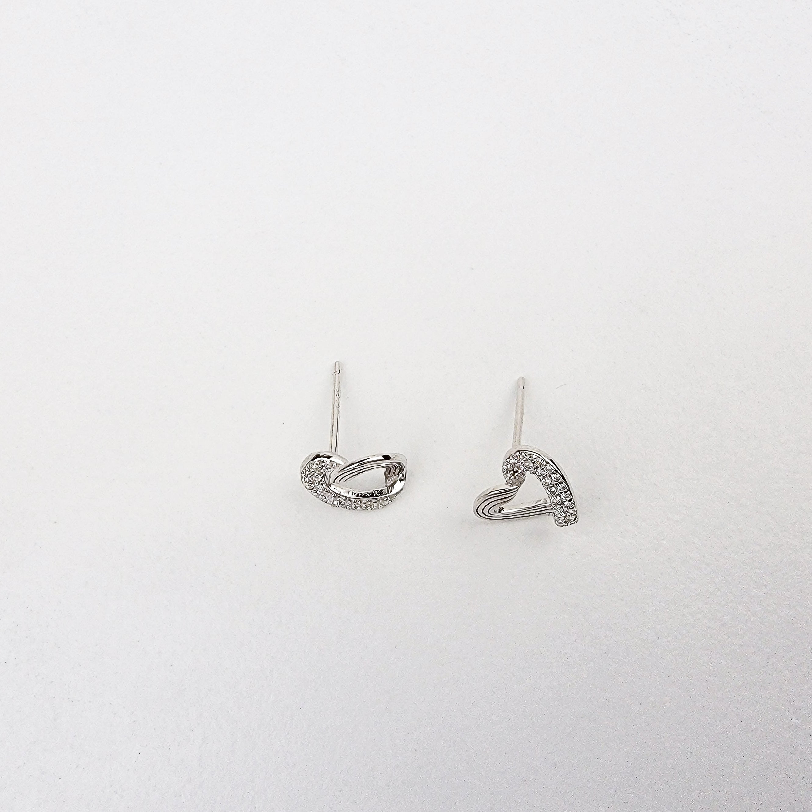 Sparkle My Heart Silver Stud Earrings