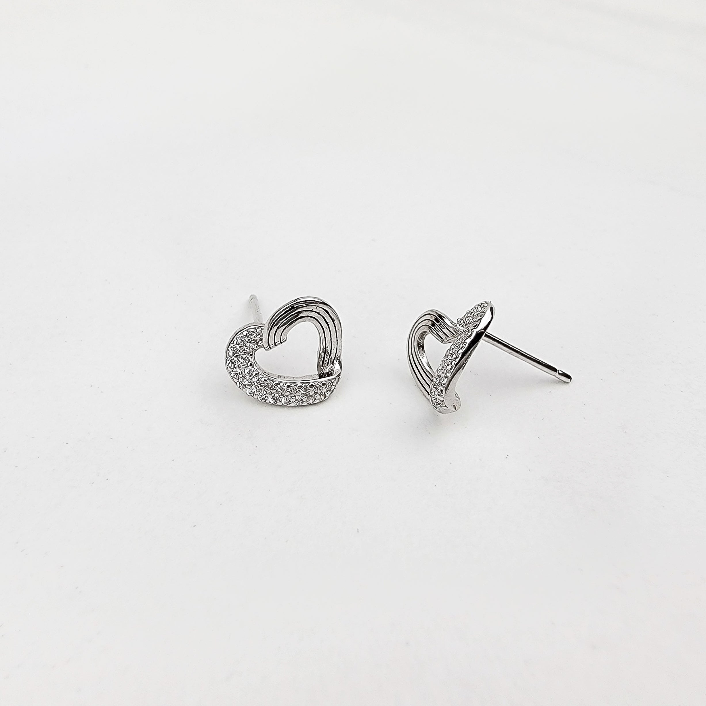 Sparkle My Heart Silver Stud Earrings